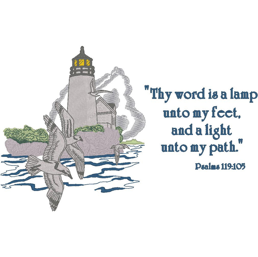 Lighthouse w/Seagulls - Psalm 119:105 - Tiedemann-Bevs